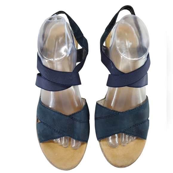 Rieker Sandals Ws Sz 41 US 9.5 Gray Tan Strappy Slip On Wedge Casual Luxury NWOT - Picture 5 of 15